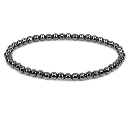 Keleny Gem Semi Precious Gemstones 4mm Round Beads Crystal Stretch Bracelet 7 Inch Unisex - color: Black Hematite
