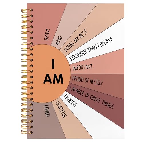 BearCake Positive Affirmations Gifts, Inspirational Motivational Notebook Journal, Boho Sunshine Notebook Journal, Inspirational Gifts for Women, I am Brave Kind Hardcover Spiral Notebook 5.5x8.3 Orange - color: physiotherapy-orange I am