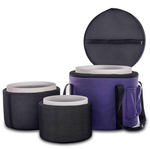 Hye-eun Crystal Singing Bowls Set, 432hz of 3pcs Singing Bowls 8-12 Inch G E C with Carrying Case for Sound Healing Meditation