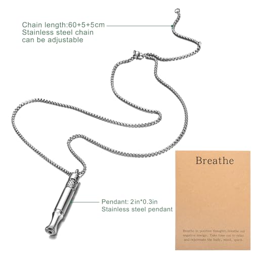 Anxiety Relief Pendant Mindfulness Breathing Necklace - Essential Oil Diffuser & Personal Inhaler Aromatherapy Necklaces for Women & Men (Steel) - color: Steel