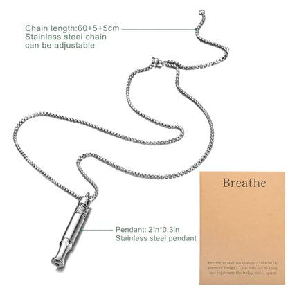 Anxiety Relief Pendant Mindfulness Breathing Necklace - Essential Oil Diffuser & Personal Inhaler Aromatherapy Necklaces for Women & Men (Steel) - color: Steel