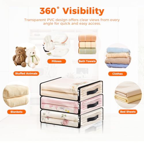 SpaceWhisper 6 Pack Clear Storage Bags, Plastic Blanket Storage Bags with Zipper and Handle, Moving Bags for Comforter, Bedding & Clothes, Closet Organizer and Under Bed Storage (15.7x13.8x3.9 Inch) - size: 15.7 x 13.8 x 3.9 Inch