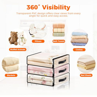 SpaceWhisper 6 Pack Clear Storage Bags, Plastic Blanket Storage Bags with Zipper and Handle, Moving Bags for Comforter, Bedding & Clothes, Closet Organizer and Under Bed Storage (15.7x13.8x3.9 Inch) - size: 15.7 x 13.8 x 3.9 Inch