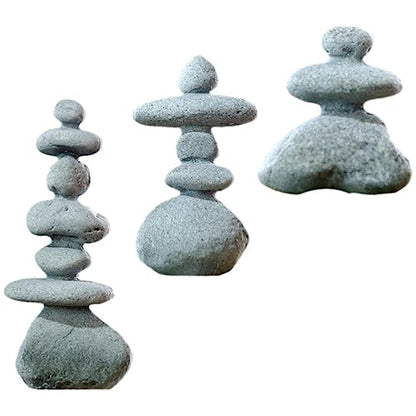 YARNOW Simulated Stacking Ornaments 3Pcs Mini Zen Garden Rocks for Aquarium Decoration Japanese Style Balanced Stones Sculpture for Outdoor Patio and Home D Cor