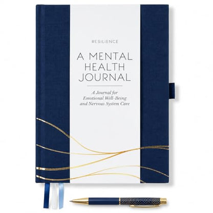 Mental Health Journal – 90 Days of Nervous System Regulation, Anxiety Relief & Emotional Resilience | Guided Daily Prompts + Safety Sequence Card + QR Bonus | Premium Hardcover Gift by a Nervous System Educator - color: Navy