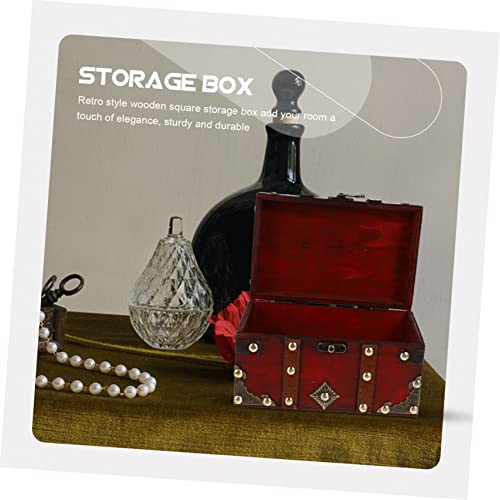 Retro Wooden Square Storage Box Delicate Jewelry Organizer Solid Sundries Storage for Living Room Bedroom Office Chic Design for Small Items