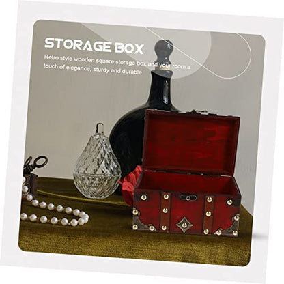 Retro Wooden Square Storage Box Delicate Jewelry Organizer Solid Sundries Storage for Living Room Bedroom Office Chic Design for Small Items