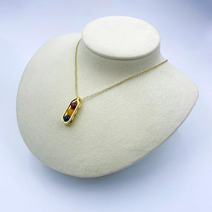 Natural Crystal Necklace Gift for New Beginnings, Crystals and Healing Stones Necklace for Anxiety Relief, Encourage Gift For Women, Mum, Natural Genuine Gemstone, Cheer Up - color: Gold, style: Positive Vibes