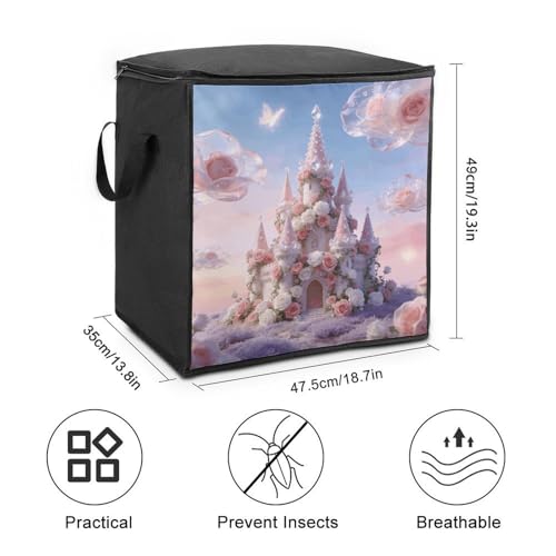 Cloud Castle Storage Bag Portable Closet Organizer Storage Bags Quilt Storage Bags with Zippered Breathable Storage Bag with Carry Handles for Blanket Pillow Bedding