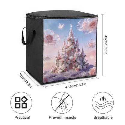 Cloud Castle Storage Bag Portable Closet Organizer Storage Bags Quilt Storage Bags with Zippered Breathable Storage Bag with Carry Handles for Blanket Pillow Bedding