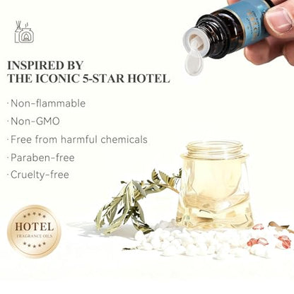 Hotel Diffuser Oil Gift Set - Inspired by 5-Star Hotel Fragrance Oil Set - My Way, White Tea,Baccarat,Four Seasons,Dubai,Beachfront Villa,Paris Coast