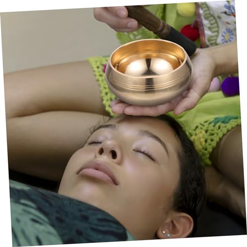 SECFOU Meditation Bowl Yoga Sound Bowl Mallet Tibetan Singing for Calmness and Meditation - size: 9.5x9.5x6cm