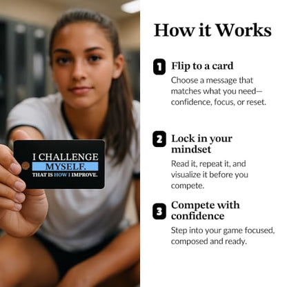 Sports Affirmation Cards – 30 Game Day Motivation Cards for Confidence, Focus & Mental Toughness – Portable Athlete Mindset Cards with Metal Ring
