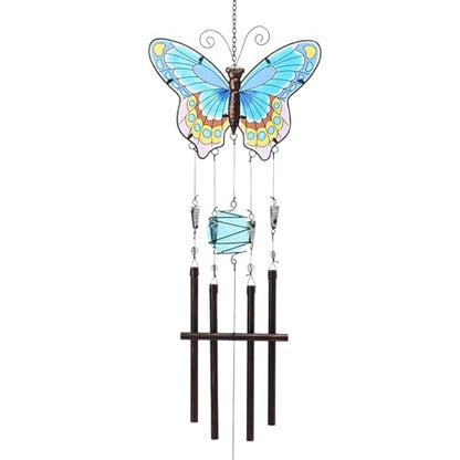Taman Wind Chimes, 40" Butterfly Glass Wind Chime Colourful Wings Decorative Valentine's Day Gift Memorial Sympathy Gift Mom for Home, Outdoor, Yard, Patio,Garden Decor