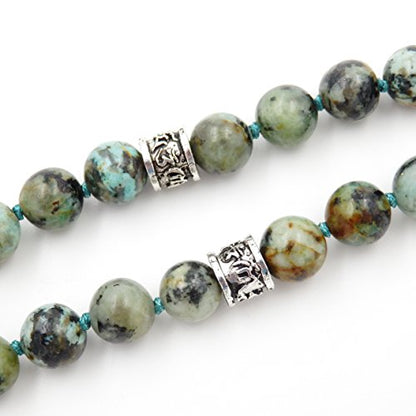 mala Beads Necklace for Women Man, mala Bracelet, Prayer Beads Necklace - color: African turquoise