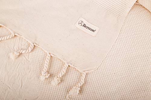 Bersuse 100% Cotton Ventura XL Throw Blanket for Couch - 100% Cotton - 60x90 Inches, Ivory - color: Ivory
