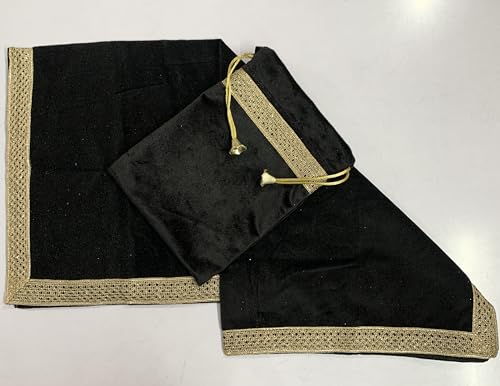SMMS Spiritual Velvet Table Cloth Altar Tarot Spread (Black, Small- 46cm*46cm/ 18inch*18inch) - color: Black, size: Small- 46cm*46cm/ 18inch*18inch