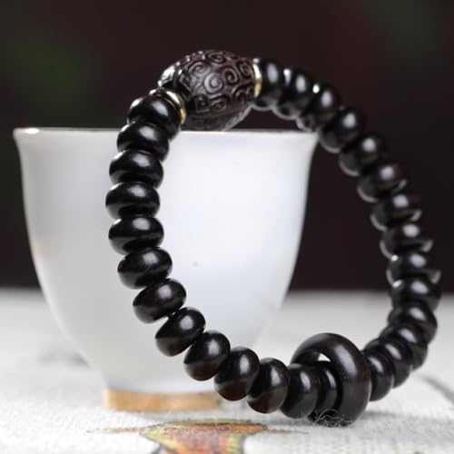 Zen Dear Unisex Natural Ebony Wood Buddhist Prayer Bead Necklace Bracelet Tibetan Prayer Mala Beaded Black - style: 6mmx10mmx28Abacus Beads