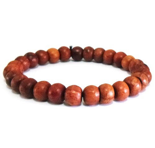 WOOD TEAK Thai Buddhist Wooden Prayer Blessed Beads Mala Brown color Wristband Bracelet from Thailand