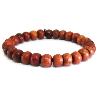 WOOD TEAK Thai Buddhist Wooden Prayer Blessed Beads Mala Brown color Wristband Bracelet from Thailand