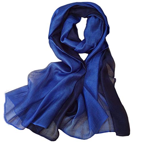 Cotton Silk Scarf Elegant Soft Wraps Color Shade Scarves for Women - color: Royal Blue