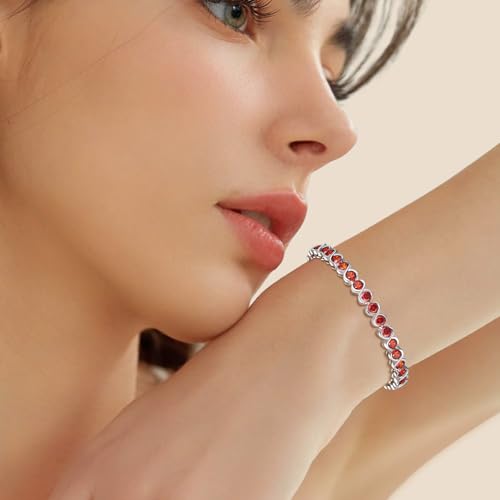 Birthstone Bracelets for Women, Sterling Silver 7 Inch Infinity Tennis Bracelet, Wedding Anniversary Birthday Jewelry Gifts for Women Wife Girlfriend Mom Her - color: 01-Jan-Garnet