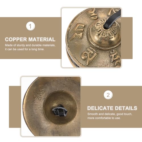 Nepalese Copper Meditation Bell Set with Six-Syllable Chant Engraving, Yoga Cymbal Bell Percussion Instrument with Protective Case for Spiritual Practice and Mindfulness