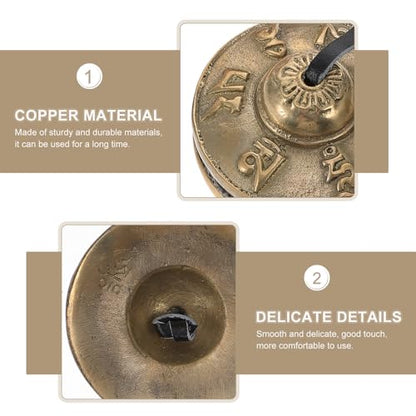 Nepalese Copper Meditation Bell Set with Six-Syllable Chant Engraving, Yoga Cymbal Bell Percussion Instrument with Protective Case for Spiritual Practice and Mindfulness