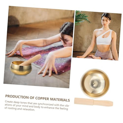 SECFOU 1set Tibetan Singing Bowl Handmade Meditation Sound Bowl with Mallet for Yoga Relaxation and Chakra Healing Lightweight Portable Meditation Accessory for - size: 8x8x5cm