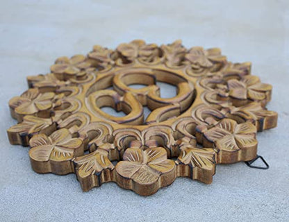 DharmaObjects Handcrafted Wooden Om Wall Decor Hanging Art (OM NATURAL) - color: OM NATURAL