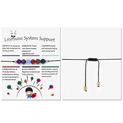 tenghong2021 Chakra Crystal Beaded Bracelet with Wish Card Adjustable Spiritual Anxiety Stone Beads Braide String Bracelet Yoga Meditation for Women Men Jewelry Birthday Gifts-Nervous