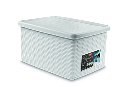 Stefanplast Elegance Storage Box, White, 29 x 39 x 21 cm - color: White, size: 29 x 39 x 21 cm