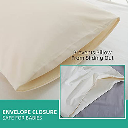Organic Cotton Pillow Case - One Pack 16"x 22" Kids Pillow Cover - 300 TC Thread Count - Soft, Safe and Hypoallergenic - Off White - size: Organic 16*22