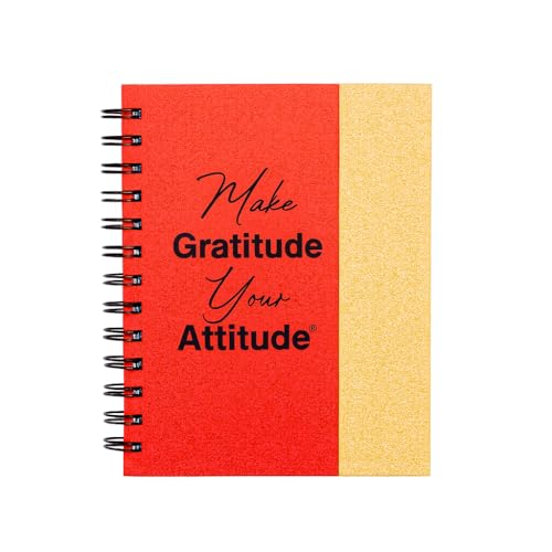 Gratitude Attitude Journal with Meditation Music, Pen, Pad, Sticky Notes, Color Tabs & Prompt Stickers. A self care gift to encourage positive thoughts, and mental wellness. (Red, Unisex) - color: Red