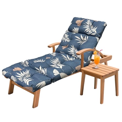 Outdoor Chaise Lounge Chair Cushion 75.1 x 23.6 x 4.7in, Waterproof Replacement Cotton Patio Thickened Pool Lounge Chair Cushion with Ties for Patio Outdoor Furniture,Tropical Leaf - color: Tropical Leaf