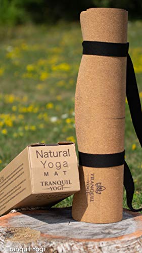 Natural Yoga and Exercise Mat - Excellent Grip and Joint Protection, Includes Carry Strap. - color: Cork - 5mm