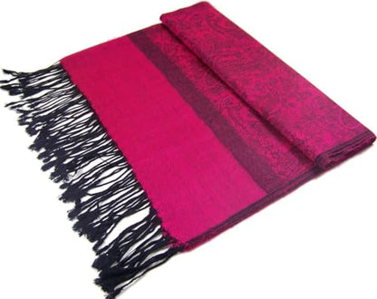 Pashmina Shawl Wrap for Women Soft Lightweight Multi-Purpose Scarf for Weddings, Parties & Casual Wear - color: Deep Rose - Pl1808