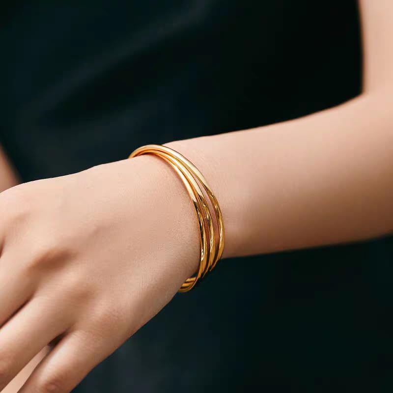 SYHO Stackable Bracelets for Women Gold Cuff, Adjustable Minimalist Dainty Chain Bracelets Set Jewelry Gifts for Her