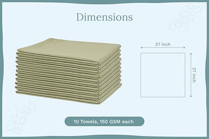 Organic Cotton Sage Flour Sack Kitchen Towels - 10 Pack, 27"x27", Highly Absorbent, Lint-Free Flour Sack Tea Towels for Baking, Kitchen and Dish Drying - 100% Cotton Sage Dish Rags (10 Pack) - color: Sage