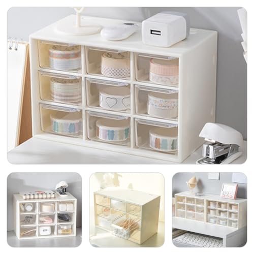 Cabilock 2pcs Clear Storage Drawer Organizer Multifunctional Sundries Storage Box for Jewelry Makeup and Crafts Stackable Design for Bathroom Office and Bedroom Use