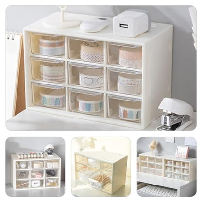 Cabilock 2pcs Clear Storage Drawer Organizer Multifunctional Sundries Storage Box for Jewelry Makeup and Crafts Stackable Design for Bathroom Office and Bedroom Use
