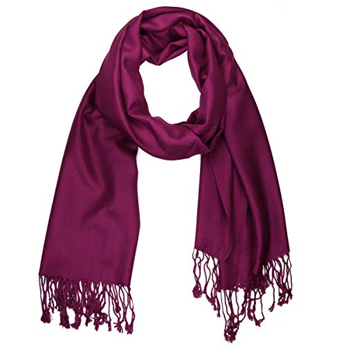 Falari Women's Soft Solid Color Pashmina Shawl Wrap Scarf, for Wedding, Bridesmaid Gifts, Evening Dress - color: Plum