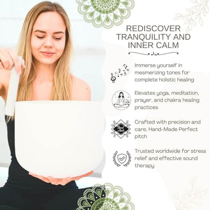 6-12inch White 432hz Quartz Crystal Singing Bowls Set of 7, for Healing Mindfulness Meditation Yoga Sound Baths with Case Mallet Suede Striker - color: White Singing Bowls, size: 6-12 inch A-G Note 432hz