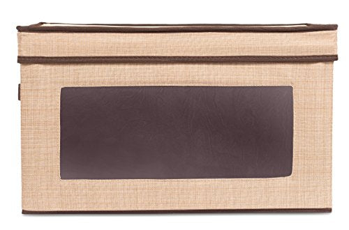 Internet's Best Storage Box with Window - Durable Storage Bin Basket Containers with Lids and Handles - Clothes Nursery Toys Organizer - Brown (Beige) - color: Brown