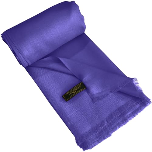 CJ Apparel Solid Color Fringe Design Fringe Shawl Scarf Wrap Stole Throw Head Wrap Pashmina Gift Hand Made in Nepal New - color: Federal Blue
