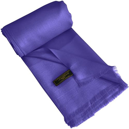 CJ Apparel Solid Color Fringe Design Fringe Shawl Scarf Wrap Stole Throw Head Wrap Pashmina Gift Hand Made in Nepal New - color: Federal Blue