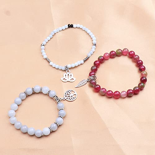 Tree of Life Yoga Healing Stone Bracelets,Multilayer Lotus Chakra Stone Reiki Bracelet Sets,Anxiety Crystal Natural Stone,for Women Stress Relief - style: Aquamarine + Tourmaline