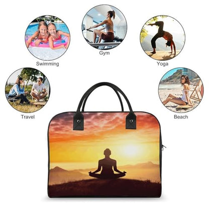 Yoga Meditation Tote Bag Large Handbag Laptop Case Roomy Quilted Carry On Bags for Travel Work Gym