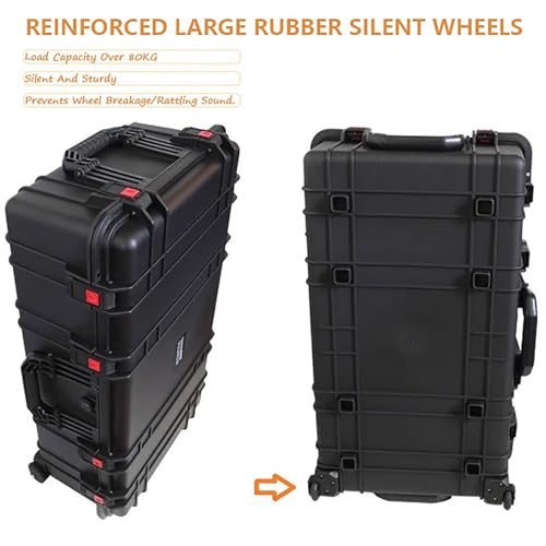 Waterproof Carry-On Hard Case, Protective Camera Case, Portable Outdoor Tool Box, with Wheels and Foam, for Electronics
