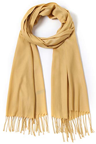 Cindy & Wendy Pashmina Shawls and Wraps Scarf for Women Soft Large Winter Shawl for Evening Dress Wedding Party - color: Ginger Yellow